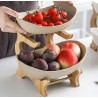 Suport etajat crem cu 2 nivele cu boluri ceramice