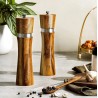 Set 2 rasnite sare & piper 20 cm inscriptionate din lemn de acacia