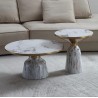 Set 2 piese masute cafea PEARL din otel inoxidabil si piatra sinterizata